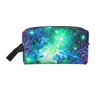 Verde Azul Púrpura Galaxy impresión Viaje Cosmetic Bag Organizador Grande Bolsa de Maquillaje Mujeres para Cosméticos Accesorios de tocador, Blanco, Talla única, Color blanco., Talla única