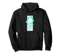 Verde azulado, aguamarina, flor, envejecido, rayas, verde azulado, aguamar Sudadera con Capucha