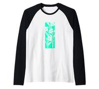Verde azulado, aguamarina, flor, rayas, verde azulado, aguamarina, aqua Camiseta Manga Raglan