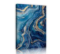 Verde Azulado Azul Oro Mármol Lienzo Arte Pared Océano Ola Fluido Abstracto Impresión Grande Enmarcado Azul Marino Metálico Marina Imágenes para Salón Gran Sala Decoración Listo Colgar 30x45cm
