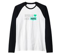 Verde Azulado Claro Aqua Color Love Not Hate Teal Aqua Graphic Camiseta Manga Raglan
