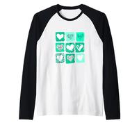 Verde azulado claro Aqua Wild Hearts Teal Aqua Graphic Camiseta Manga Raglan