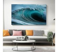 Verde Azulado Cuadros Decoracion Salon Modernos 90 x 60 cm para Dormitorios Cuadro Decorativos de Salon Lienzos Decorativo Pared Comedor Decoracion Fotografía Mar Olas