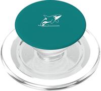 Verde Azulado Minimalista Orca Ballena Line Art Ocean PopSockets PopGrip para MagSafe