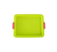 (Verde) Bandeja de silicona gruesa para hornear, molde antiadherente para pan, pastel, molde cuadrado