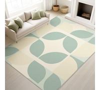Verde Beige Alfombra Moderna Minimalista Abstracto Nórdico De Pelo Corto Simétrico Geométrico - Alfombra Suave Esponjosa 50 x 80 cm, Antideslizante Oficina Sala de estar Moqueta, No Pierde Sus Cerdas