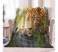 Verde Bosque Manta Franela para Cama 130 x 150 cm Leopardo Animal Salvaje Manta de Microfibra Suave Cálida Transpirable, para Cama sofá Oficina Coche Viajes Camping