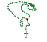Verde católica Rosario Collar de Cuentas de Cristal Santa María y Crucifijo Jerusalén por Belén Regalos TM
