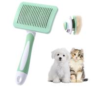 (verde)Cepillo para perros y gatos Vinabo, autolimpiable para pelo de perros pequeños, cepillo para gatos, cepillo para animales, para