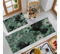 Verde Claro Juego de 2 Tapetes de Cocina, Margarita Cuervo Alfombrillas Arte Retro, Tapetes Antideslizantes Lavables de Goma, Accesorios Decorativos de Cocina - 40x60+40x120cm