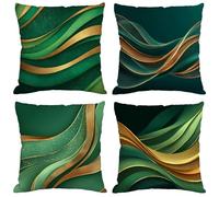 Verde Cojines Exterior Impermeable Lino Fundas Cojines 70x70 cm 4 Piezas Línea Fundas para Almohadas Sofa con Cremallera Oculta, Decorativos Patio Jardín Terraza Interior Salón Sofá, Regalos M1144