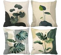 Verde Cojines Exterior Impermeable Lino Fundas de Cojines 80x80 Juego de 4 nórdico Cushion Covers con Cremallera Oculta para Salón, Dormitorio, Jardín, Patio, Balcón, Banco, Decorativos Regalo 1516i