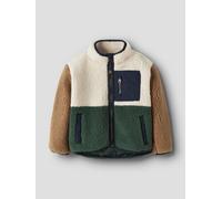 Verde Color En Bloque Chaqueta De Tejido De Peluche