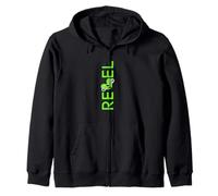 Verde Color Rebel Vertical Gráfico Verde Sudadera con Capucha