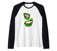 Verde Color Talk That-x2 Gráfico Verde Camiseta Manga Raglan