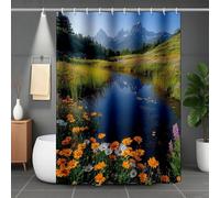Verde Cortina de Ducha 140x200 cm, Cortina Ducha Selva Cortinas de Baño con 12 Anillas Dobladillo Ponderado, Impermeable Cortinas Baño para Familia, Hotel, Bañeras y Cuartos de Baño, Regalo -lsy2507U4