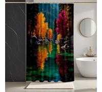 Verde Cortina de Ducha 160x200cm, Cortina Ducha Selva Cortinas de Baño HD Impresión Poliester Lavable Cortinas Baño con 12 Anillas Dobladillo Ponderado para Familia, Hotel, Bañeras -zpg25073D7J2