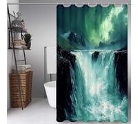 Verde Cortina Ducha 100X180cm, Cortina de Ducha Caer Cortinas de Baño Poliester Lavable con 12 Anillas, Dobladillo Ponderado Shower Curtain para Familia, Hotel, Bañeras y Cuartos de Baño -ly25072EO