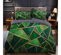 Verde Esmeralda Funda nórdica Cama 150 Geometría Dorada del mármol Funda edredón 220x240 cm Cremallera Microfibra Suave, Juego de Ropa de Cama 3 Piezas Ideal para Dormitorio Adulto