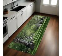 Verde Felpudo Pasillo 40 x 120 cm Camino del Abedul Antideslizante Alfombra de Corredor Suave para Cocina, Entrada y Decoración del Hogar