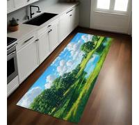 Verde Felpudo Pasillo 50 x 140 cm Bosques y Arroyos Rurales Antideslizante Alfombra de Corredor Suave para Cocina, Entrada y Decoración del Hogar