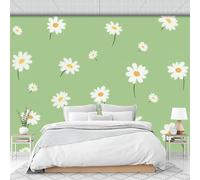 Verde Fondo De Pantalla Panorámica 3D, Lindo Patrón Margaritas Fotomurales Mural 250 X 175 Cm (An X Al), Estampado Floral Dibujos Animados, Decoración De Pared Para Sala Cuarto Oficina Y Salón