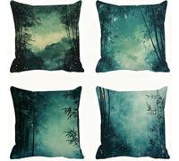 Verde Funda Almohada 80x80 Bambú Funda Cojin 80x80 Cojines Sofa Lino Fundas Almohadas Cuadrada Fundas Cojines Juego 4 Protector Almohada Cervicales y Cuello Pillows, para Jardin Dormitorio E - 931