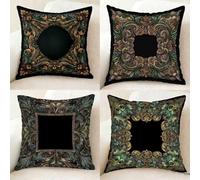 Verde Funda Almohada Impermeable Juego de 4, Lino Pillow Case PatróN Funda Almohada 55x55, Doble Cara Impresión Cushion Covers con Cremallera Invisible para Decoracion Hogar, Regalo Mujer -bby25011A7