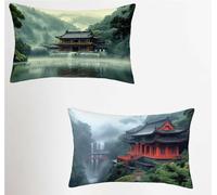 Verde Funda Cojin 40x60 Juego de 21, Arquitectura Rectangular Funda Almohada 40x60cm con Cremallera Oculta, Suave Terciopelo Fundas Cojines, Fundas de Cojines para Sofá Cama Silla o Jardín 9-4848