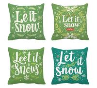 Verde Funda Cojin 45 x 45 Juego de 4 Copos de Nieve Cojines Sofa Lino Funda de Almohada Cojines Decorativos, Cojin Infantil Pillow Case Cuadrado Cushion Covers Almohada Sofa, Home Decoration a-578