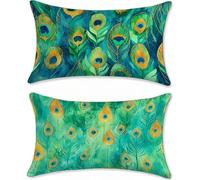 Verde Funda Cojin 60x90cm Fundas Cojines Sofa Terciopelo Fundas Cojines Exterior Impermeable Pavo Real Funda Almohada Decorativos Exterior Jardin Juego de 2 Rectangular para Cama Cojin Salon u-14799