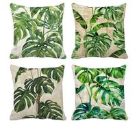 Verde Funda Cojin 75X75 Hoja Fundas Cojines Exterior Suave Cuadrado Cushion Covers Lavables con Cremallera Invisible para Salon Sofa Primavera Verano Patio Jardín Cushion Covers Juego de 4 21M-2
