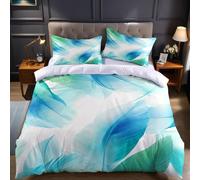 Verde Funda nórdica para Cama 90 Arte de Lujo con temática de Plumas Funda edredón 180x220 cm y Funda de Almohada de Microfibra Suave para Dormitorio Infantil y Juvenil, cómoda y fácil de cuidar