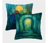 Verde Fundas Cojines 40x40 Juego de 2, GeometríA Fundas Cojines 40x40, Impermeable Lino Cuadrado Pillow Case con Cremallera Oculta, Cushion Covers para Decoracion Hogar Sofás Sala de Estar 8-9693