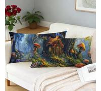 verde Fundas Cojines 50x80 cm Juego de 2 bosque Fundas Cojines Decorativos Rectangulares Cushions Felpa Corta Suave pillow Funda de Almohada para Garden Terraza Primavera Otoño Decor, Regalo L-231