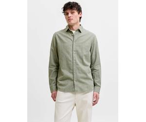 Verde Hombres Linen/Organic/Cotton/Cotton/Recycled/Cotton Camisa Informal Corte Regular L EU