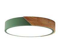 Verde Led Lámpara De Techo Fxture Moderno Montaje Al Ras Madera Redondo Plafon Led Techo Con Control Remoto Para Dormitorio Baño Pasillo Cocina Escalera Sótano-Decoloración de tres colores 30cm