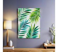 Verde Lienzo decorativo 40x30 cm Hojas de palma de acuarela pintura sobre lienzo moderno cuadros pared salón comedor dormitorio arte contemporáneo impresión