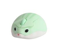(Verde) Lindo ratón inalámbrico con diseño de hámster, ratón creativo, ergonómico, USB óptico, 1200