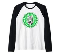 Verde Mandala Salvaje Con Rayas De Cebra Camiseta Manga Raglan