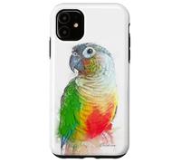 Verde, mejillas, piña, conure, retrato, ilustración, regalo para mascotas Carcasa para iPhone 11