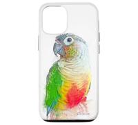 Verde, mejillas, piña, conure, retrato, ilustración, regalo para mascotas Carcasa para iPhone 12/12 Pro