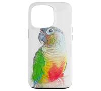 Verde, mejillas, piña, conure, retrato, ilustración, regalo para mascotas Carcasa para iPhone 13 Pro