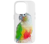 Verde, mejillas, piña, conure, retrato, ilustración, regalo para mascotas Carcasa para iPhone 14 Pro