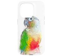 Verde, mejillas, piña, conure, retrato, ilustración, regalo para mascotas Carcasa para iPhone 15 Pro