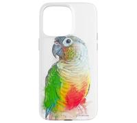 Verde, mejillas, piña, conure, retrato, ilustración, regalo para mascotas Carcasa para iPhone 15 Pro Max