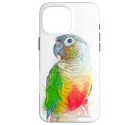 Verde, mejillas, piña, conure, retrato, ilustración, regalo para mascotas Carcasa para iPhone 16 Pro Max