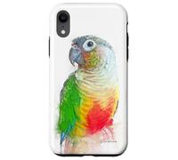 Verde, mejillas, piña, conure, retrato, ilustración, regalo para mascotas Carcasa para iPhone XR