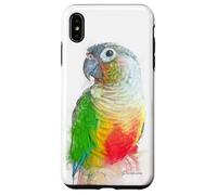 Verde, mejillas, piña, conure, retrato, ilustración, regalo para mascotas Carcasa para iPhone XS Max