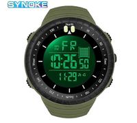 (Verde militar) Reloj digital deportivo multifuncional para hombre, resistente al agua